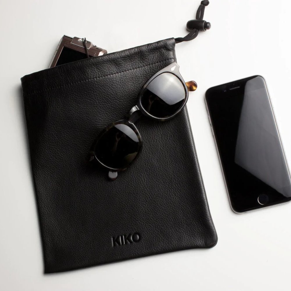Kiko Black Leather Accessory Pouch